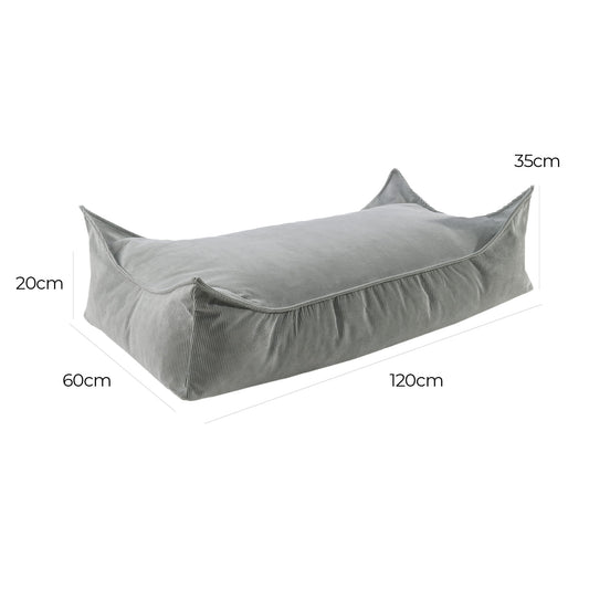 Slimcord Rechteckiger Puff, Grau