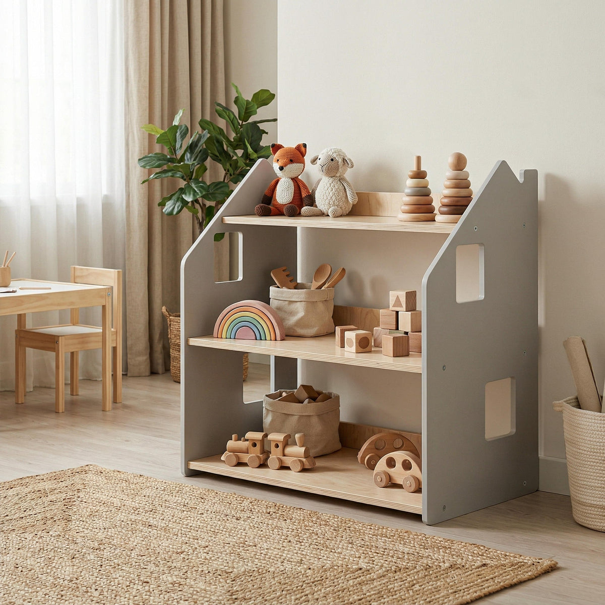 BusyKids speelgoedrek – wit en grijs