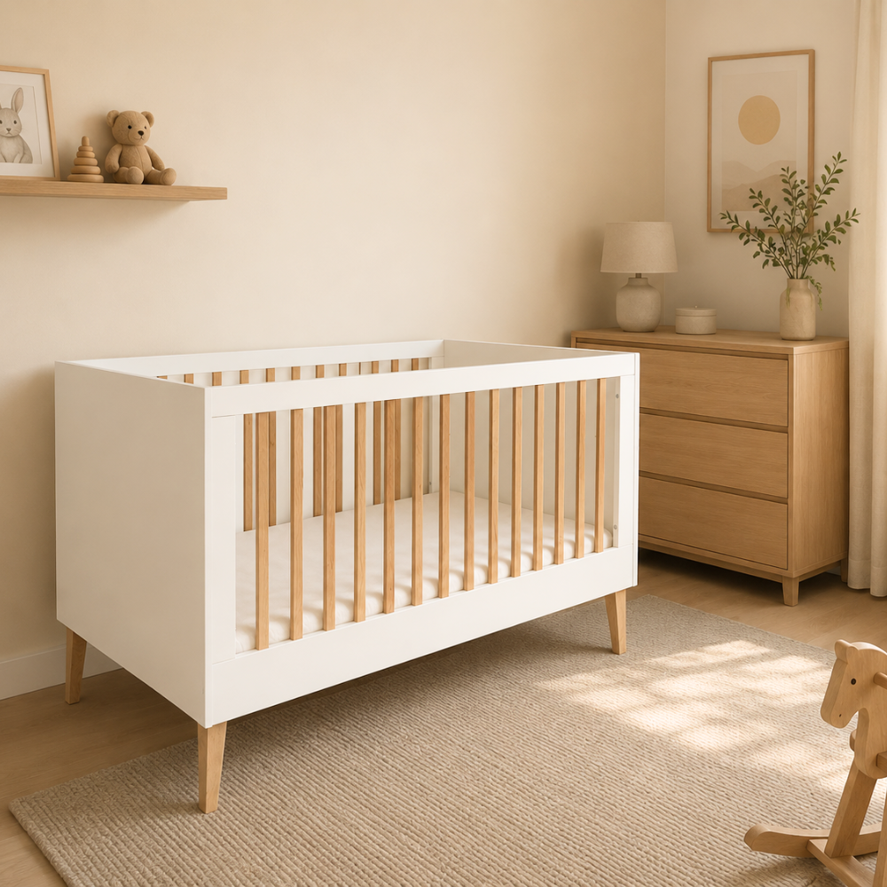 ATB ILA Babybett 140 × 70 cm 2-in-1 umbaubar – Weiß – weitere Produktansicht 2