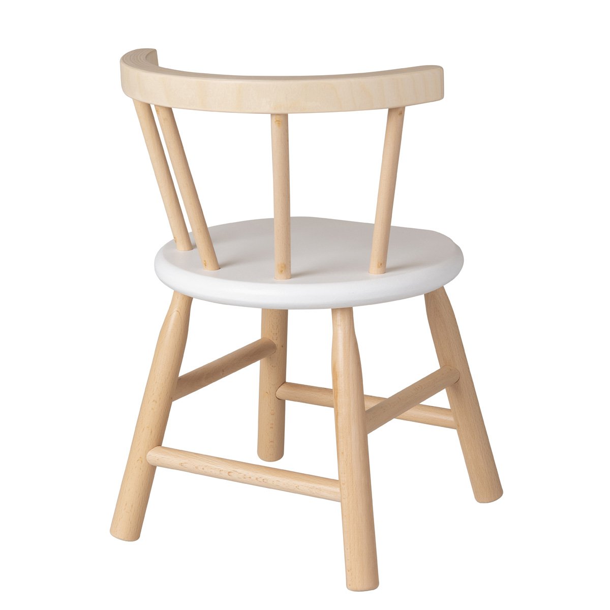Van Dijk Toys houten kinderstoel gebogen leuning - Naturel hout & wit (Kinderopvang kwaliteit)