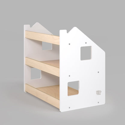 BusyKids boekenkast en speelgoedrek set – wit en grijs