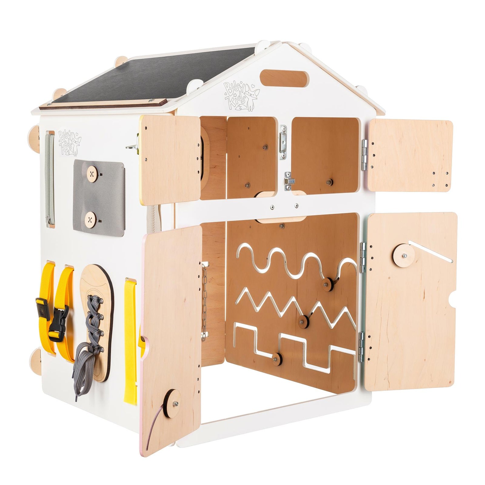 BusyKids Busy Board speelhuisje – wit/pastel, limited edition