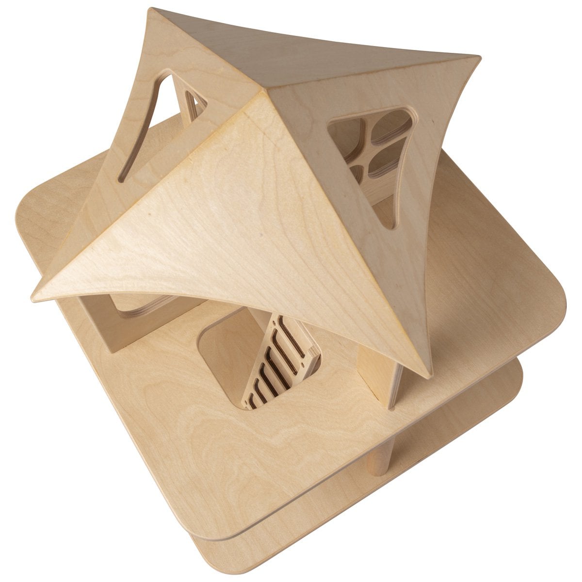 Van Dijk Toys houten speelgoed Poppenhuis open aan 4 zijden-naturel (geschikt voor kinderopvang)