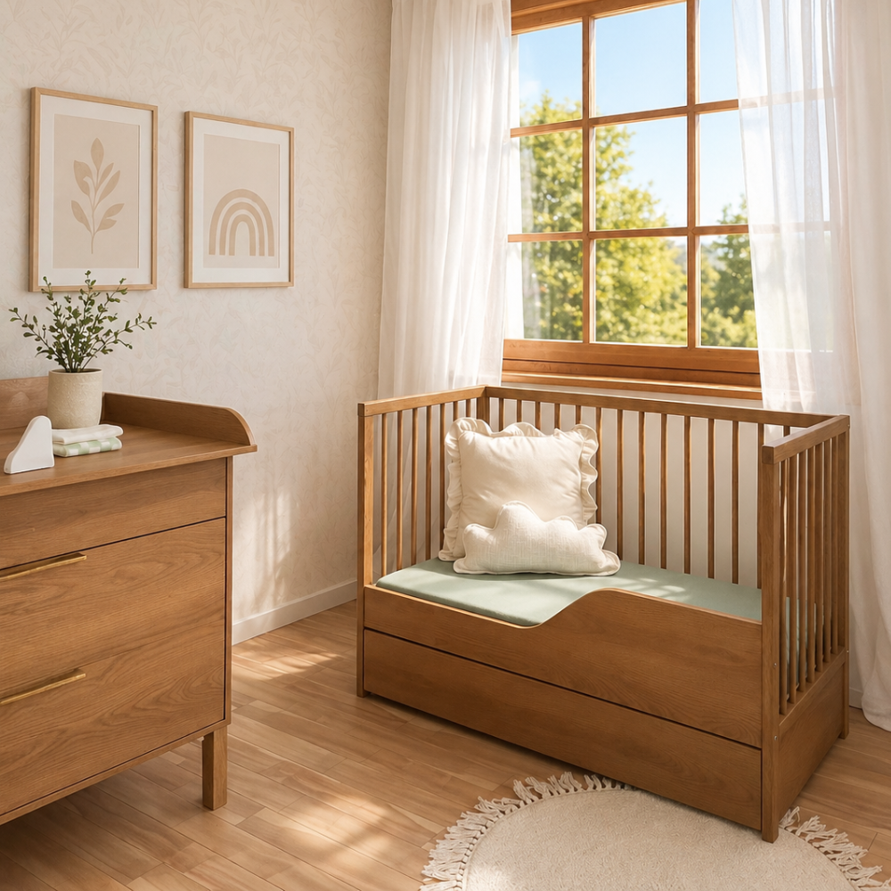 ATB DODI Babybett 120 × 60 cm mit Schublade – Eiche – weitere Produktansicht 6