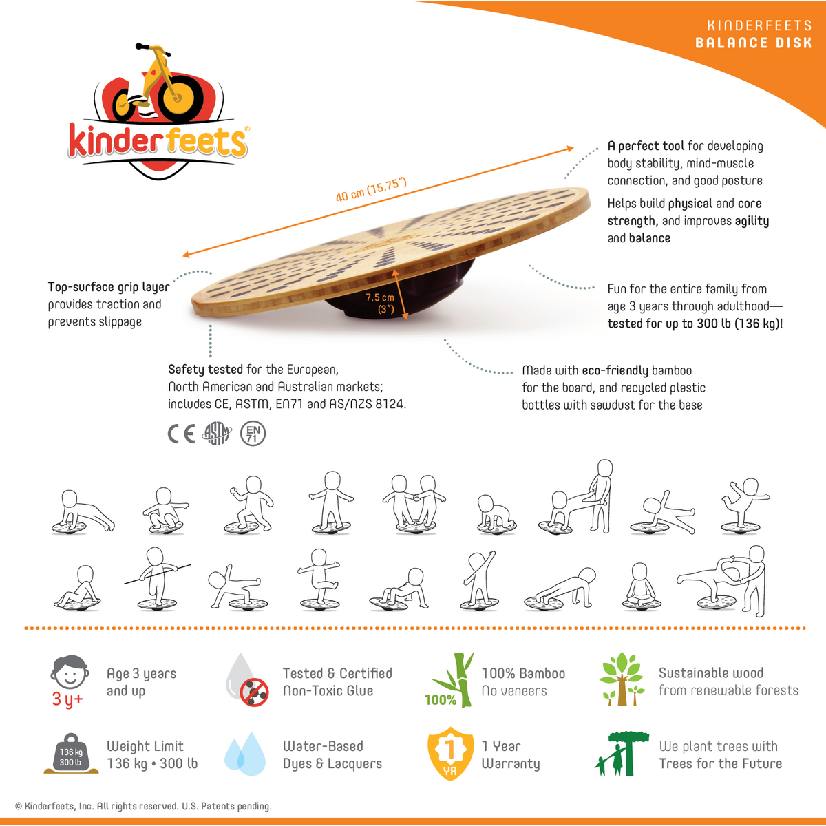 Runde Bambus-Balance-Scheibe für Kinderfahrräder – 40 cm