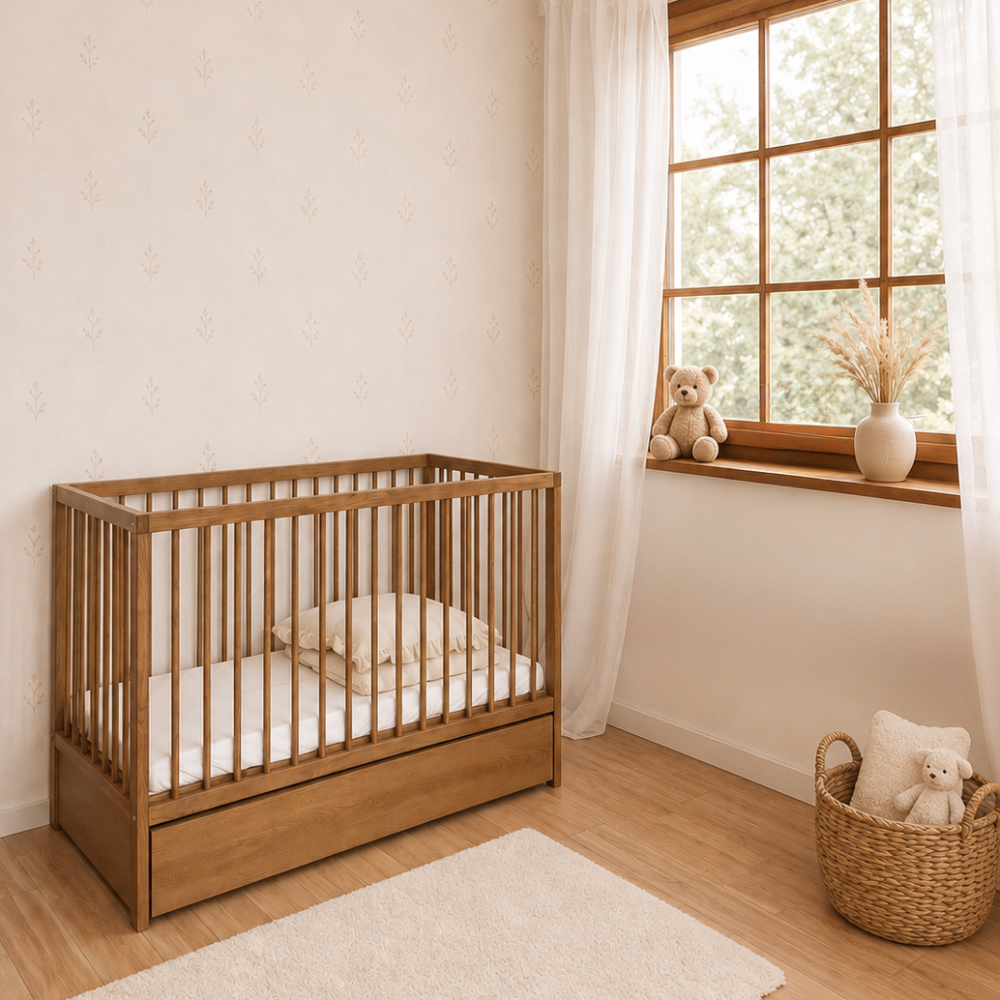 ATB DODI Babybett 120 × 60 cm mit Schublade – Eiche – weitere Produktansicht 4