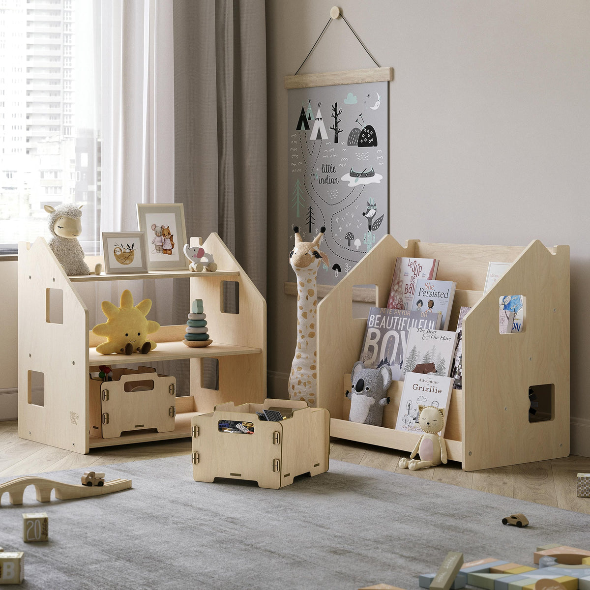 BusyKids boekenkast en speelgoedrek set – limited edition