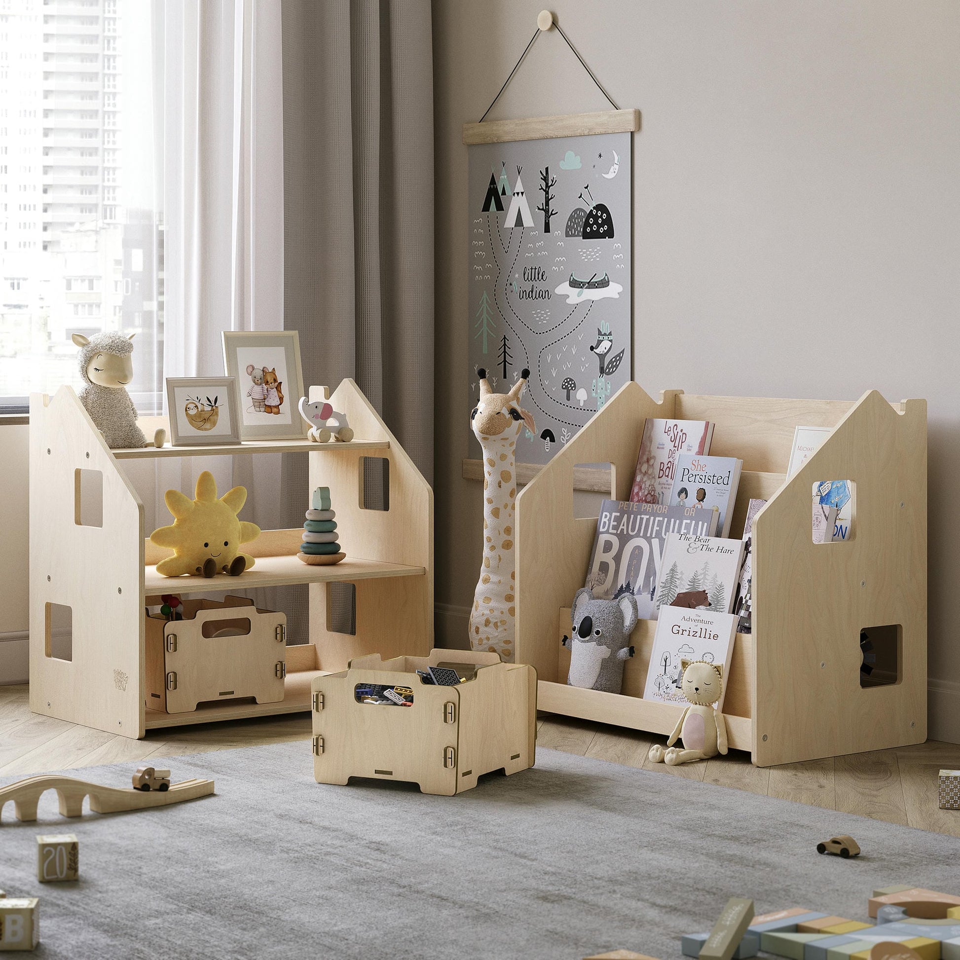 BusyKids boekenkast en speelgoedrek set – limited edition