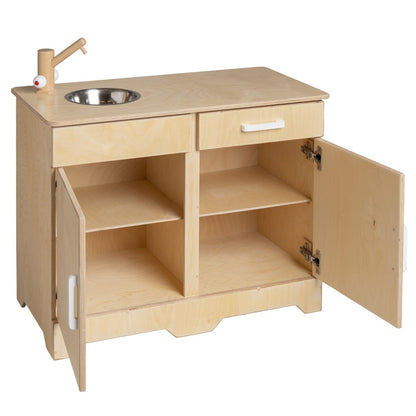 Van Dijk Toys Holzspielküche / Spielküche - Natur mit Weiß (Kinderbetreuungsqualität)