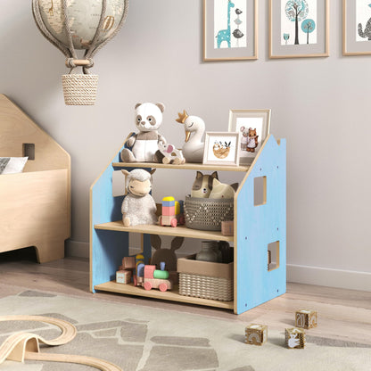 BusyKids boekenkast en speelgoedrek set – zachtblauw/roze