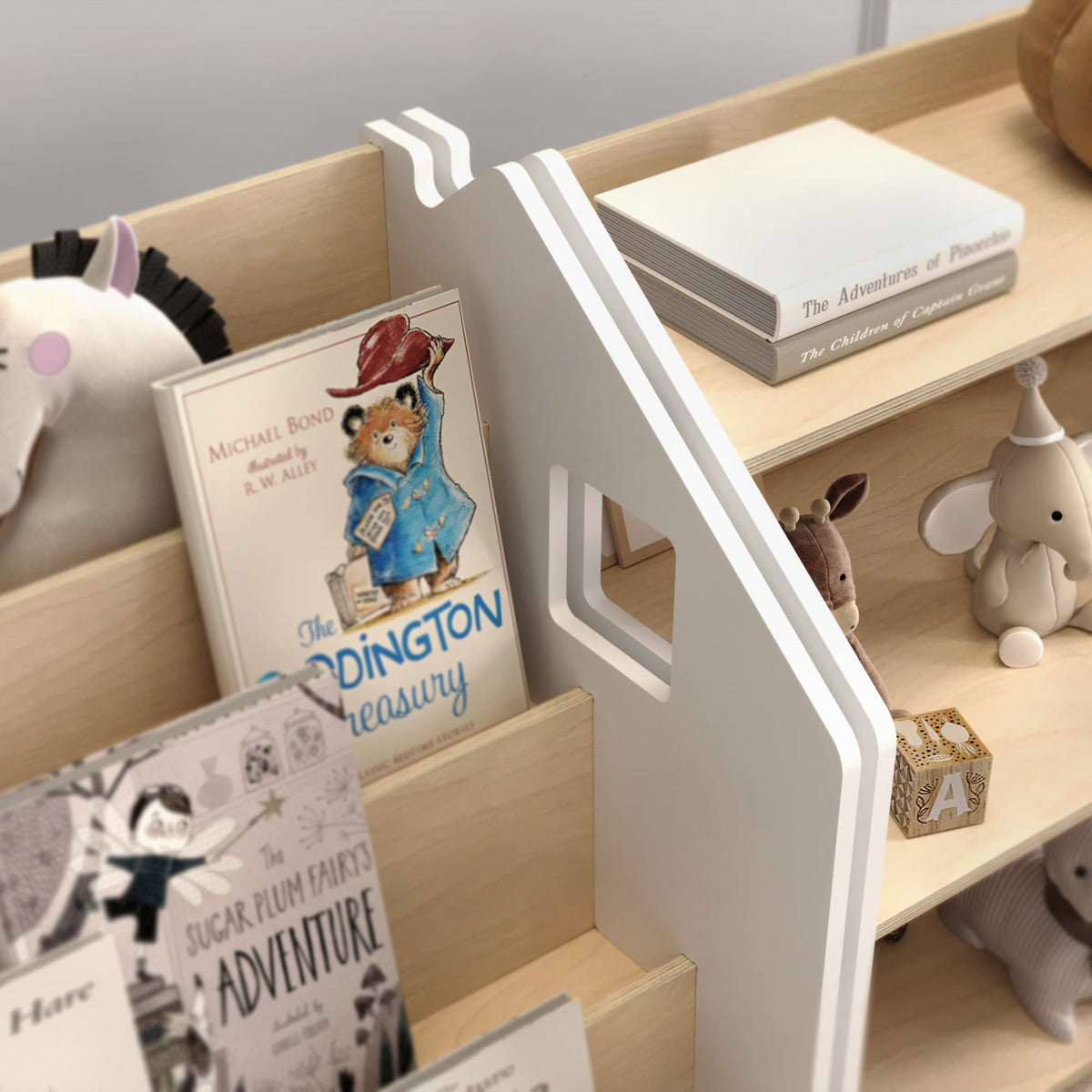 BusyKids boekenkast en speelgoedrek set – wit en grijs