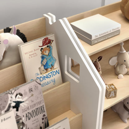 BusyKids boekenkast en speelgoedrek set – wit en grijs