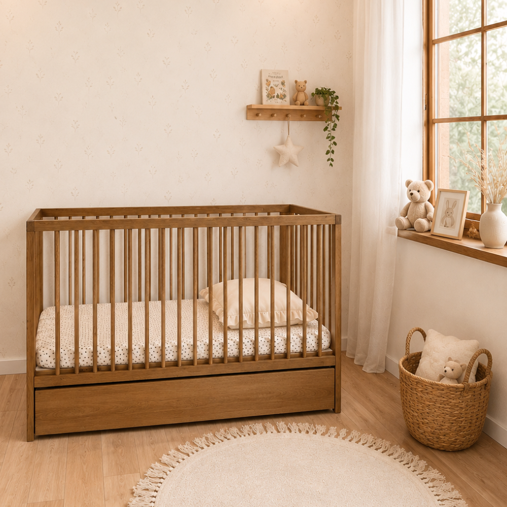 ATB DODI + ILA Babyzimmer-Set 2-teilig 120 × 60 cm – Karamell-Eiche