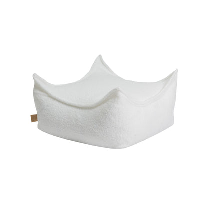 Bouclé Square Puff, Weiß