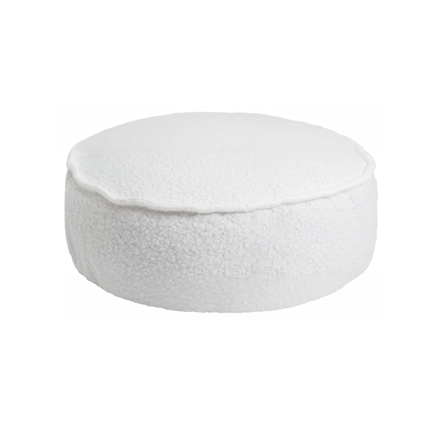 Boucle runder Pouf, Weiß