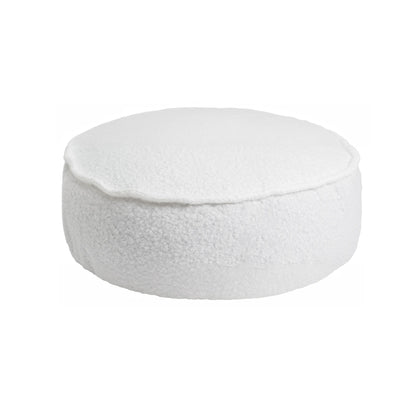 Boucle runder Pouf, Weiß