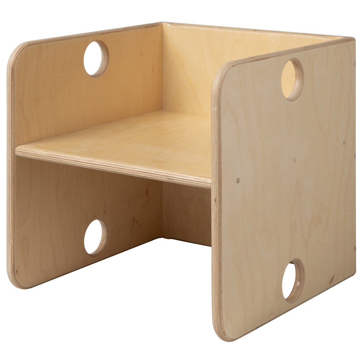 Van Dijk Toys houten kubusstoel / kinderstoel Naturel - 35x35x35 cm vanaf 1 jaar (kinderopvang kwaliteit)