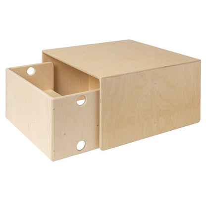 Houten kubustafel & kinderbank - 75x75x40 cm