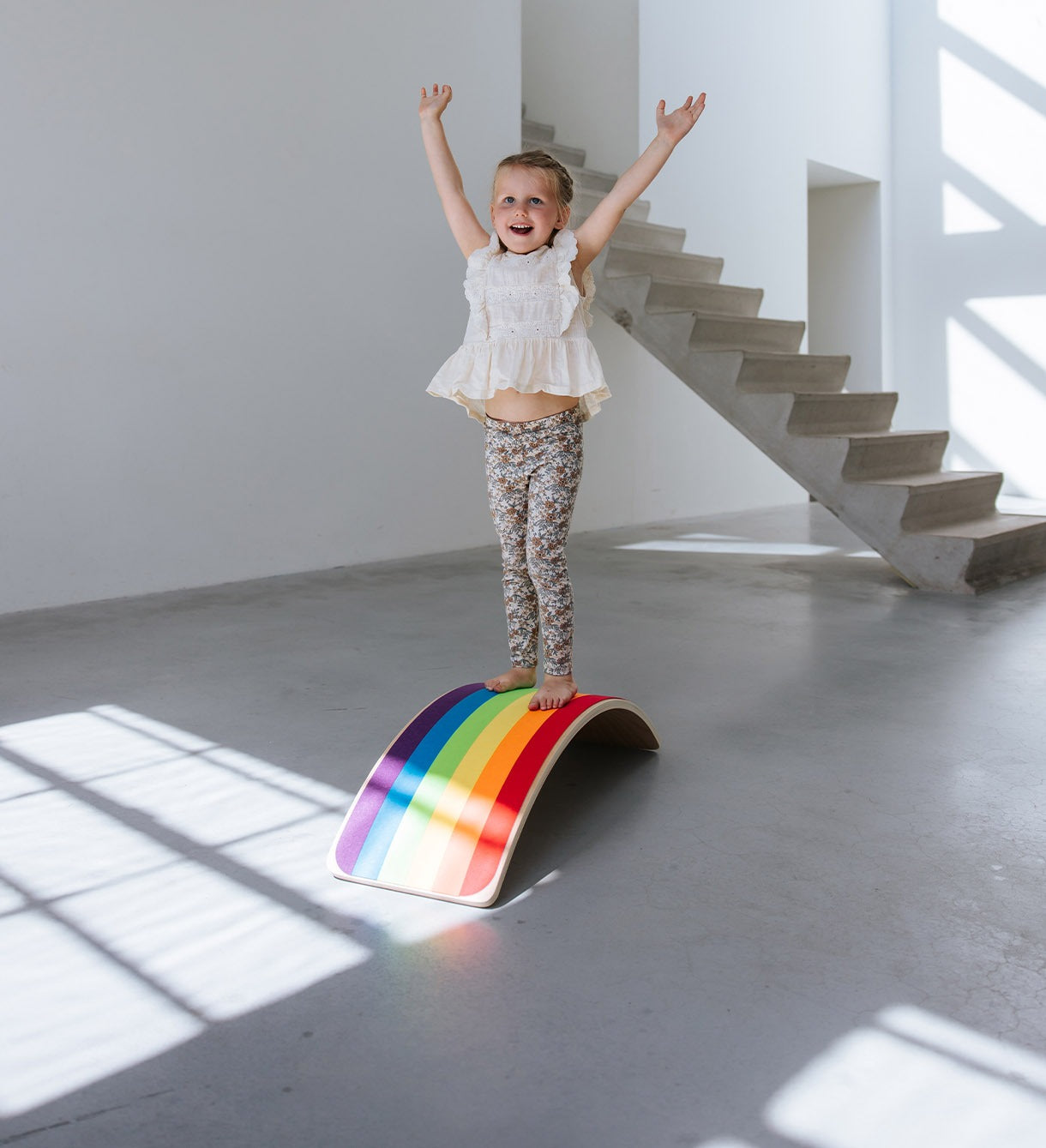 Balance board - hout - met regenboog vilt