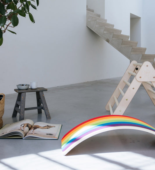 Balance board - hout - met regenboog vilt