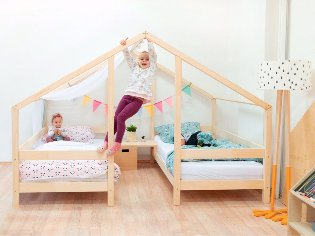 Huisbed Villy - houten kinderbed voor 2 - duo bedhuisje