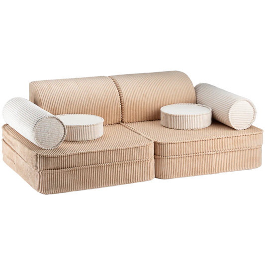 Wigiwama Brown Sugar Sofa – Lounge- und Spielbank 9-teilig – Spielset aus geripptem Stoff