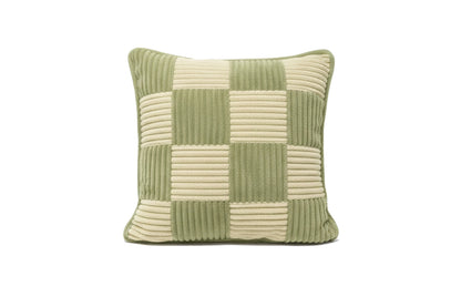 Shappy Check Cushion Matcha Vanilla – geruit ribfluweel kussen