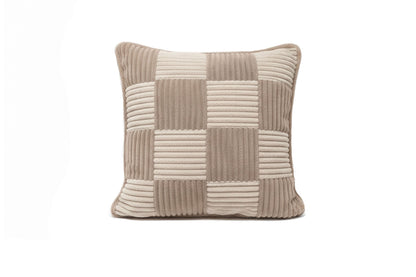 Shappy Check Cushion Mocca Vanilla – geruit ribfluweel kussen