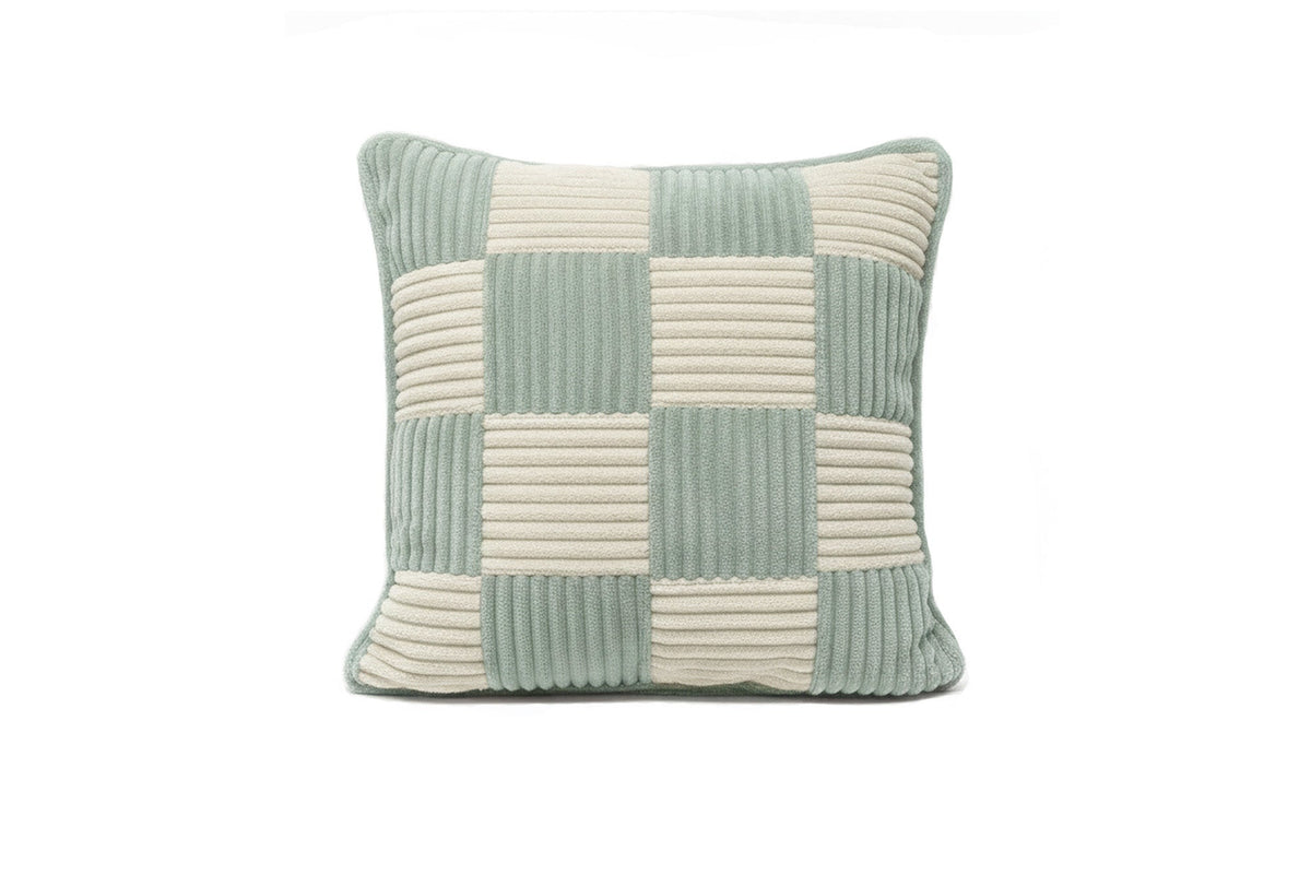 Shappy Check Cushion Peppermint Vanilla – geruit ribfluweel kussen