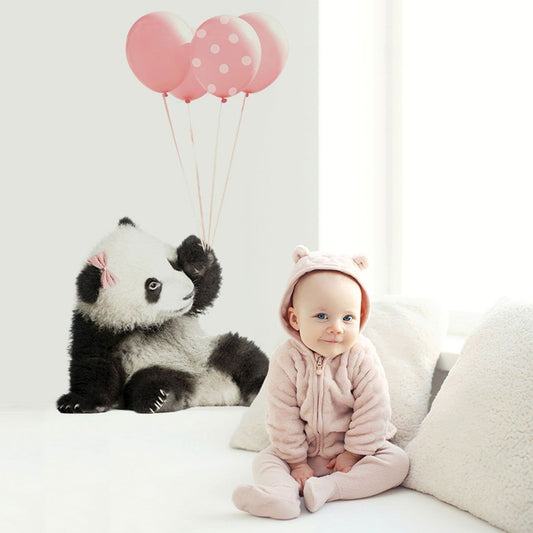 Wandaufkleber „Panda Pink Balloons“