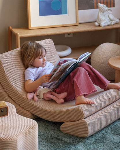 Wigiwama Moon Chair - brown sugar ribbed fabric