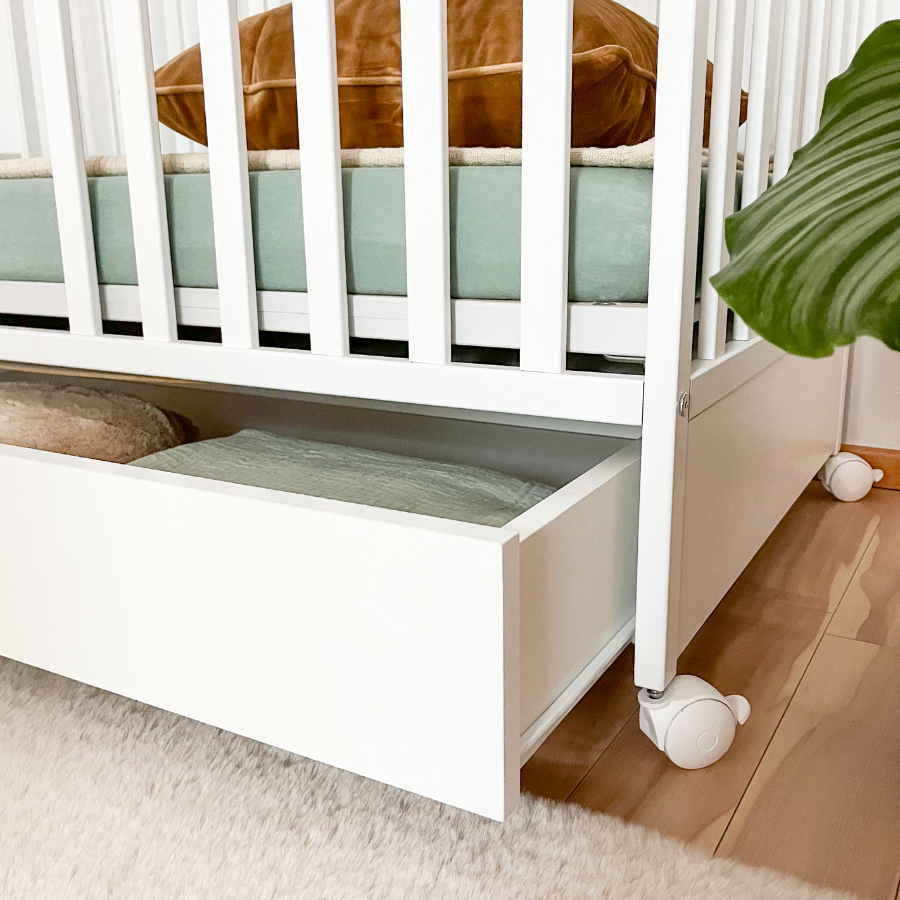 ATB LUX Babybett 120 × 60 cm mit Schublade und Rollen – Weiß – weitere Produktansicht 2