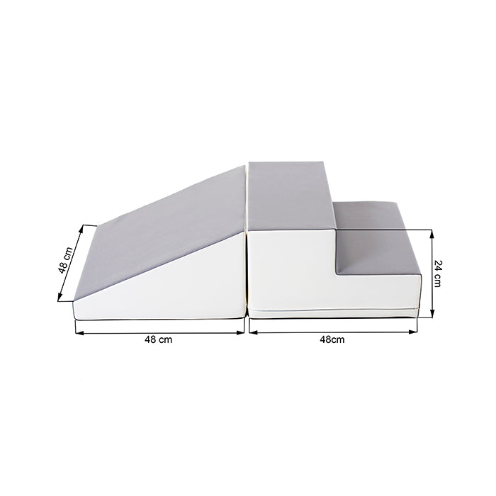 A diagram showing the measurements of the Soft Play Set - Mini Step and Slide by IGLU Soft Play.