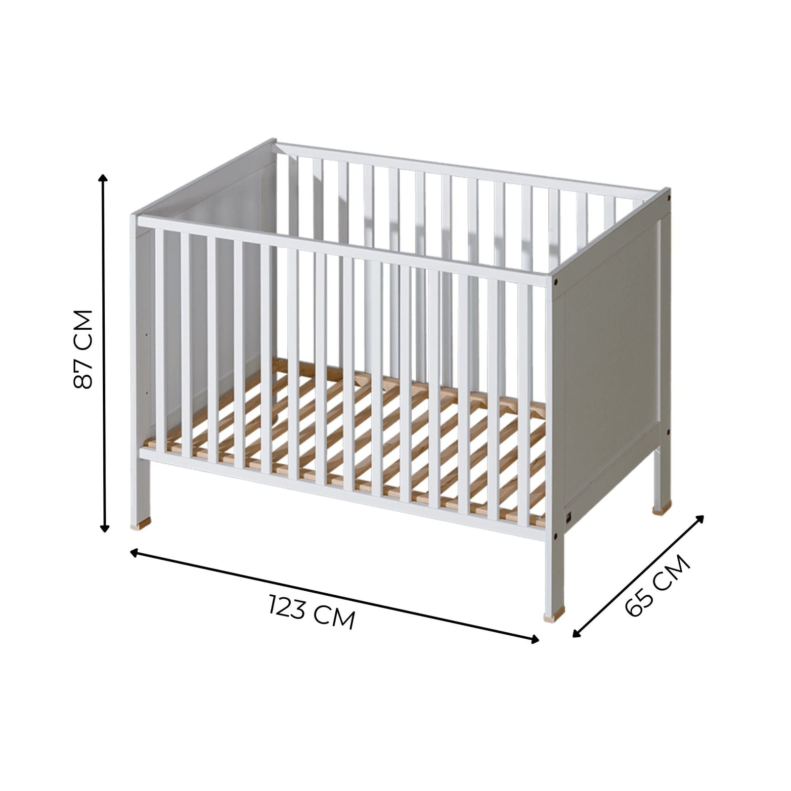 ATB BASIC Babybett 120 × 60 cm mit Schublade – Weiß – weitere Produktansicht 2