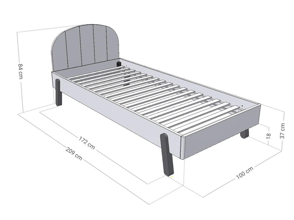 Kinderbed Nova - 90x200 - rond hoofdbord