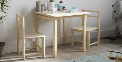 ATB ECO Kindertisch mit 2 Stühlen – Natur