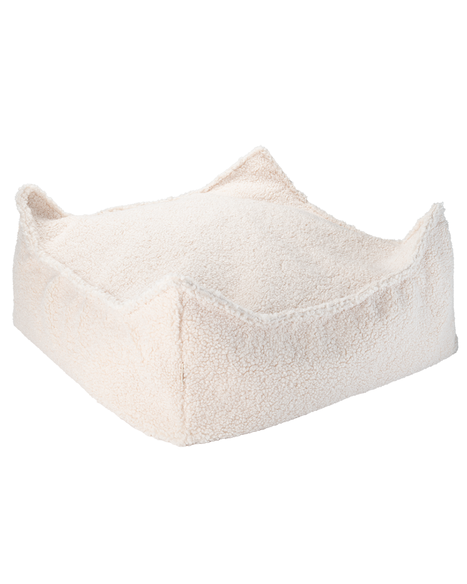 Wigiwama Cream White Square Ottoman - teddystof poef