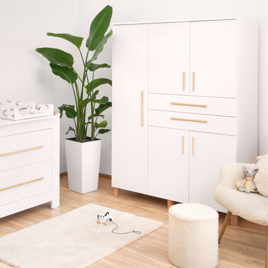 ATB CLASSIC Kleiderschrank 5 Türen, 2 Schubladen – Weiß
