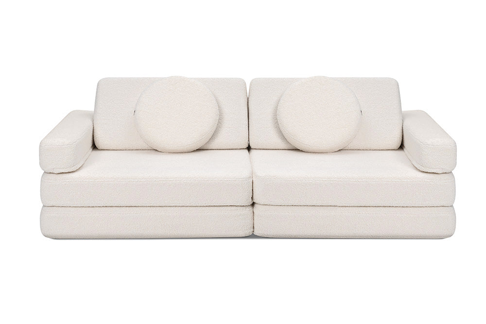 Shappy hoezenset Teddy Cream White – vooraanzicht van de bank