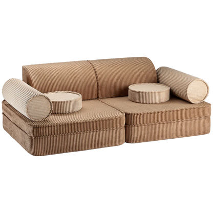 Wigiwama Toffee settee - lounge and play set 9-piece - ribbed lounge sofa