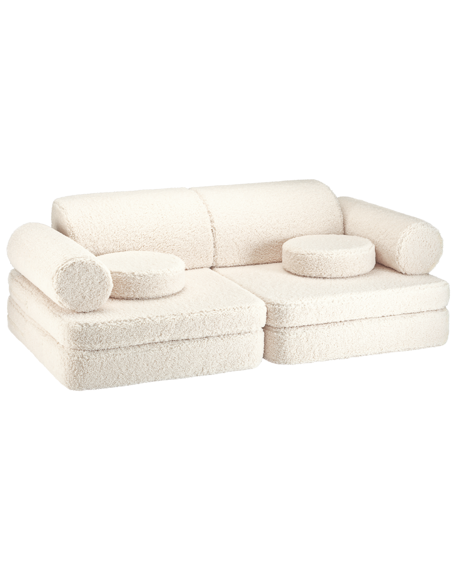 Wigiwama Cream White speelbank - lounge en speelbank - teddy stof settee