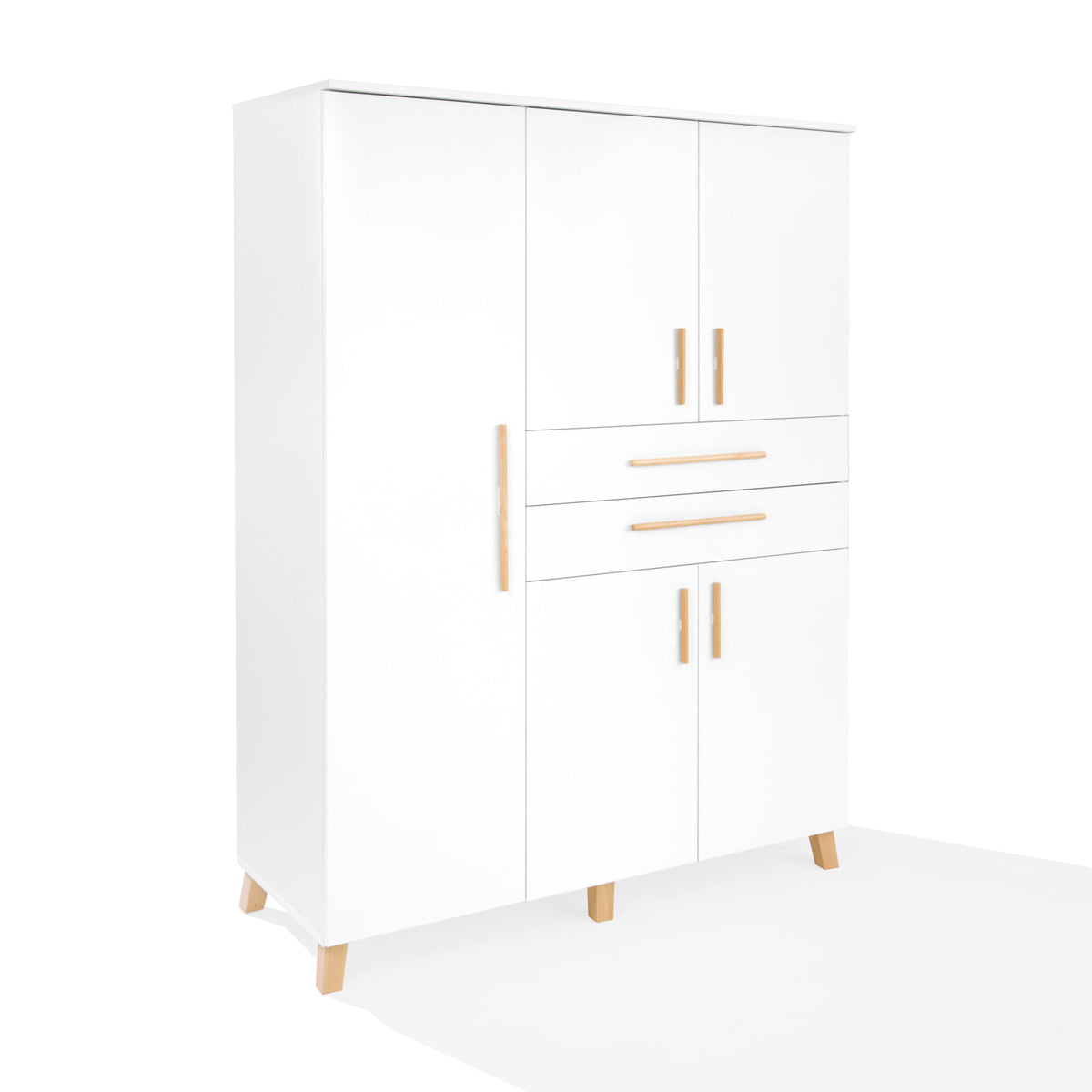 ATB CLASSIC Kleiderschrank 5 Türen, 2 Schubladen – Weiß – weitere Produktansicht 2