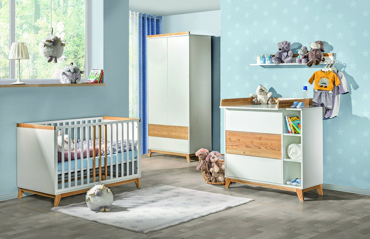 ATB NORDIK Babybett 120 × 60 cm mit Sitzbankfunktion – Weiß/Esche – weitere Produktansicht 2