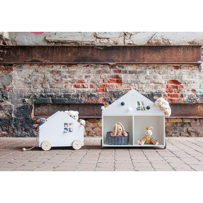 Kinderbücherregal auf Rädern „HUS“, weiß