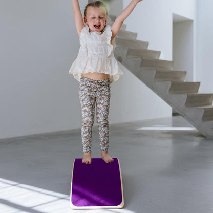 Balance board - wood - with purple felt 