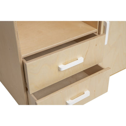 Van Dijk Toys Puppenkommode aus Holz – Natur mit Weiß (Kinderbetreuungsqualität)