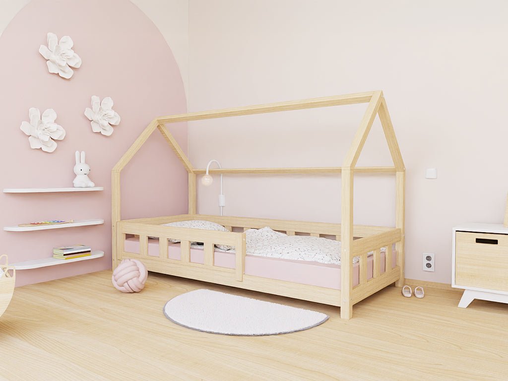 Benlemi Hausbett PLOTTY — Seitendach mit Bettgitter