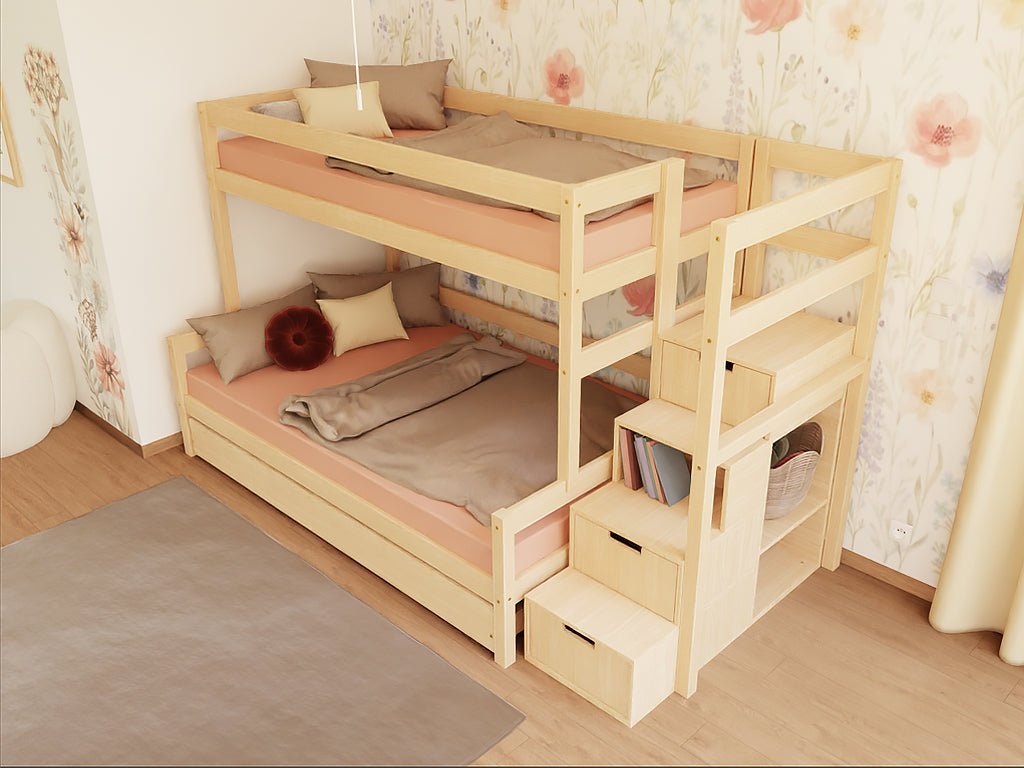 Draufsicht Benlemi LUCKY Etagenbett mit Stauraumtreppe