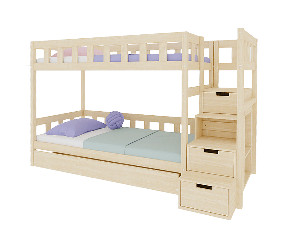 Etagenbett PLOTTY mit Treppe, freistehend