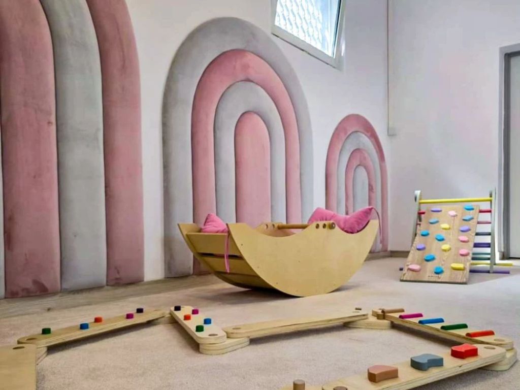 Benlemi gepolstertes Regenbogen-Wandpaneel aus Samt fürs Kinderzimmer